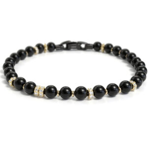 Браслет W&W Black Onyx Plus Pave Upside-Down White Mois 8 Beads