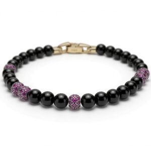 Браслет W&W Black Onyx Plus Red Ruby 6 Beads