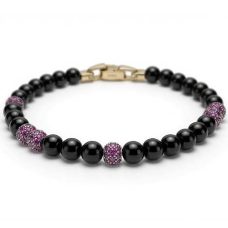 БРАСЛЕТ W&W BLACK ONYX PLUS RED RUBY 6 BEADS