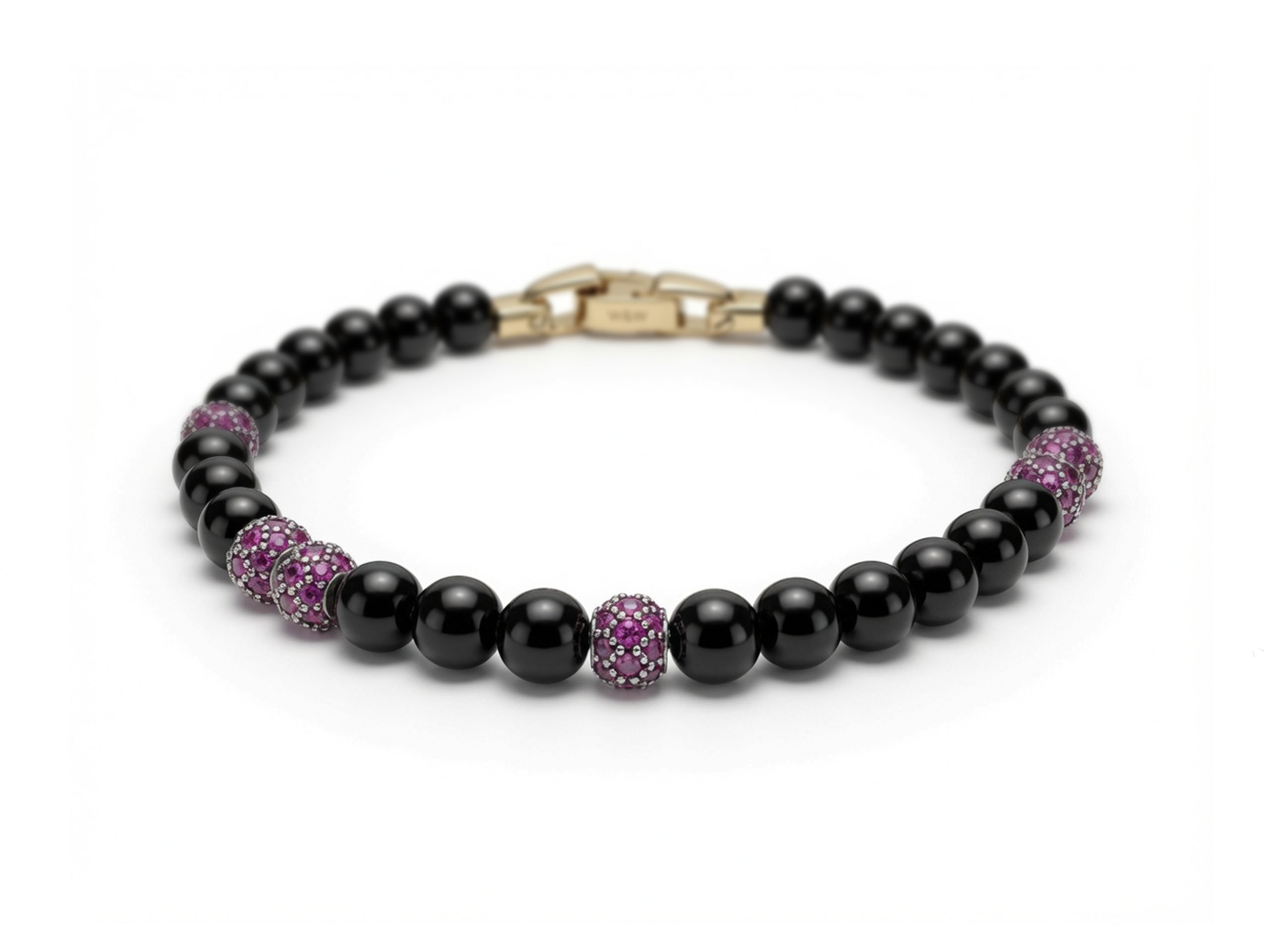Браслет W&W Black Onyx Plus Red Ruby 6 Beads