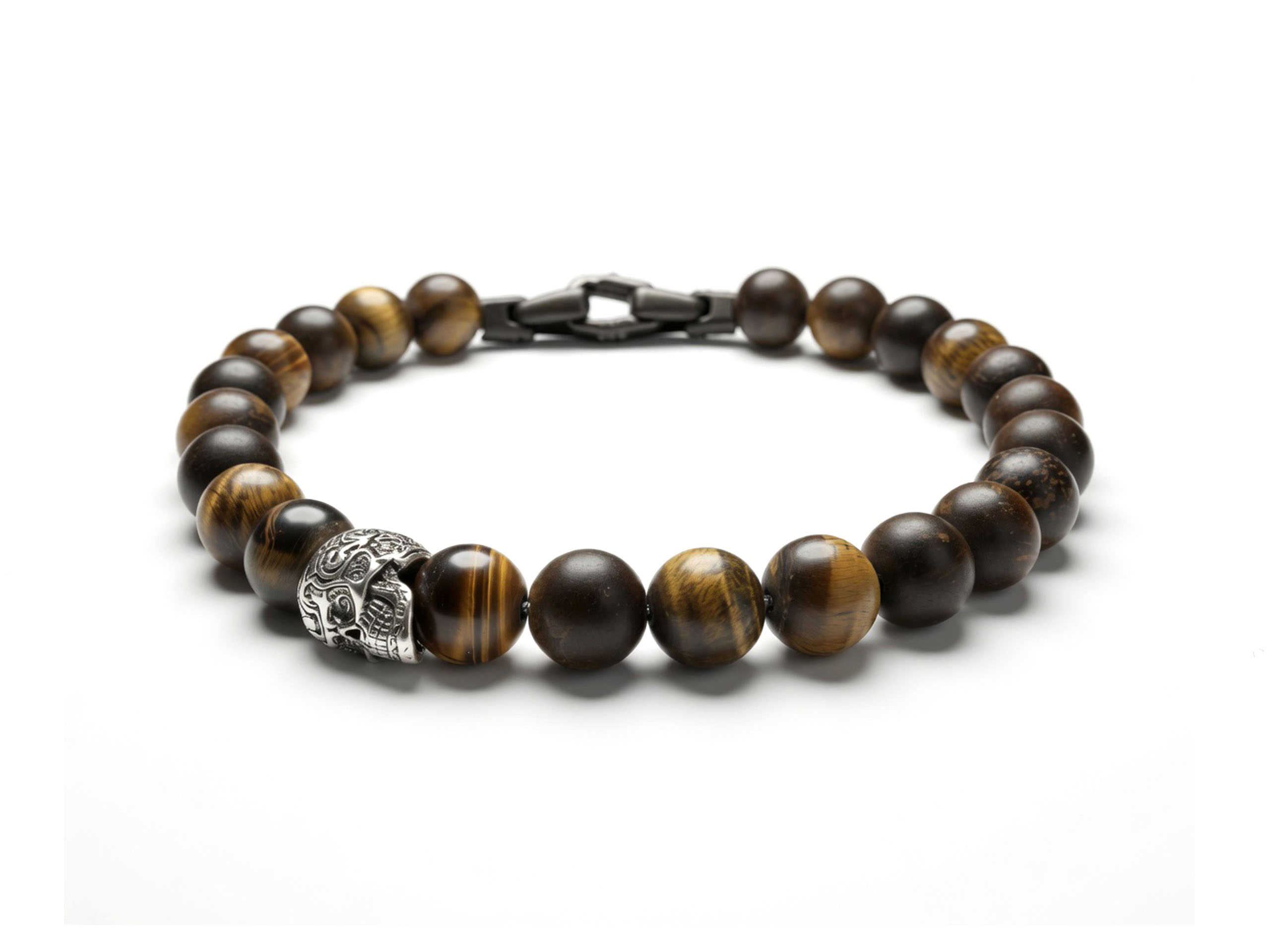 Браслет W&W Matte Tiger Eye Skull